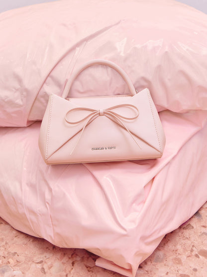 CHARLES & KEITH Signature / Hazel Bow Panelled Top Handle Bag - Soft Pink