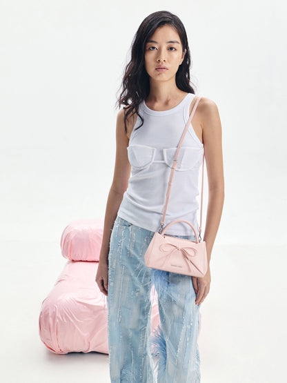 CHARLES & KEITH Signature / Hazel Bow Panelled Top Handle Bag - Soft Pink
