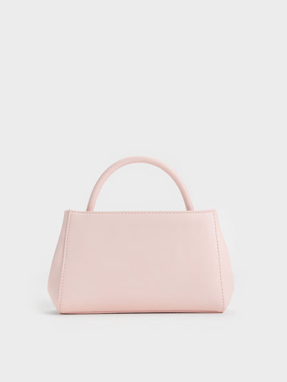 CHARLES & KEITH Signature / Hazel Bow Panelled Top Handle Bag - Soft Pink
