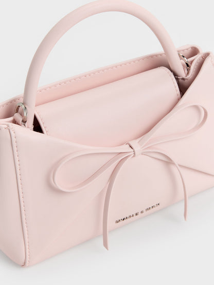 CHARLES & KEITH Signature / Hazel Bow Panelled Top Handle Bag - Soft Pink