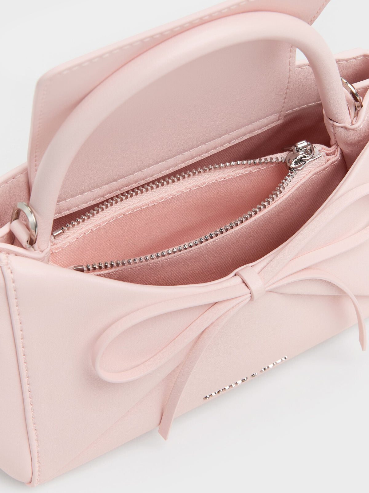 CHARLES & KEITH Signature / Hazel Bow Panelled Top Handle Bag - Soft Pink