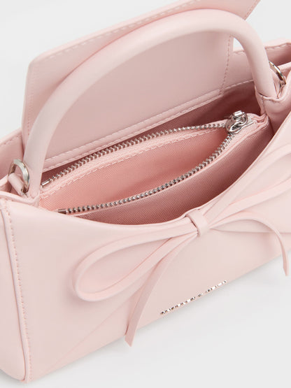 CHARLES & KEITH Signature / Hazel Bow Panelled Top Handle Bag - Soft Pink