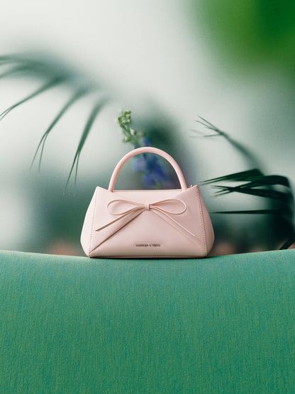 CHARLES & KEITH Signature / Hazel Bow Panelled Top Handle Bag - Soft Pink