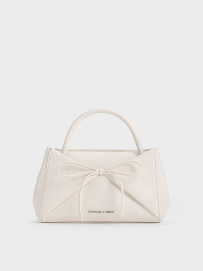 CHARLES & KEITH Top Pick / Hazel Bow Panelled Top Handle Bag - Cream