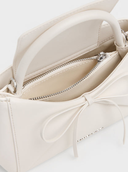 CHARLES & KEITH Top Pick / Hazel Bow Panelled Top Handle Bag - Cream