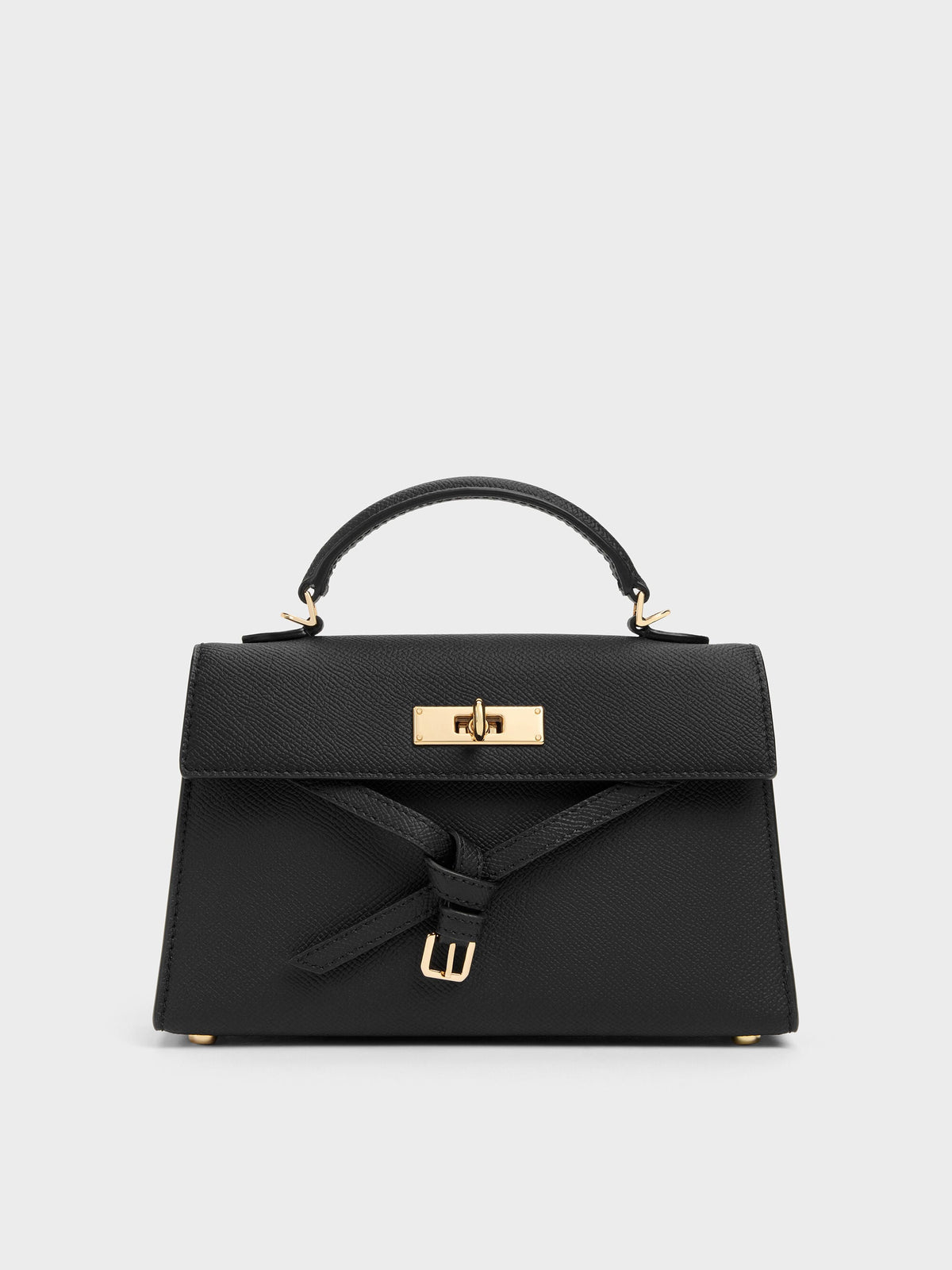 CHARLES & KEITH Trusted / Tricha Knotted-Belt Top Handle Bag - Black