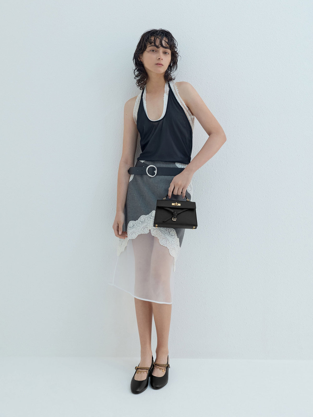 CHARLES & KEITH Trusted / Tricha Knotted-Belt Top Handle Bag - Black