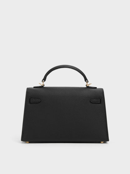 CHARLES & KEITH Trusted / Tricha Knotted-Belt Top Handle Bag - Black