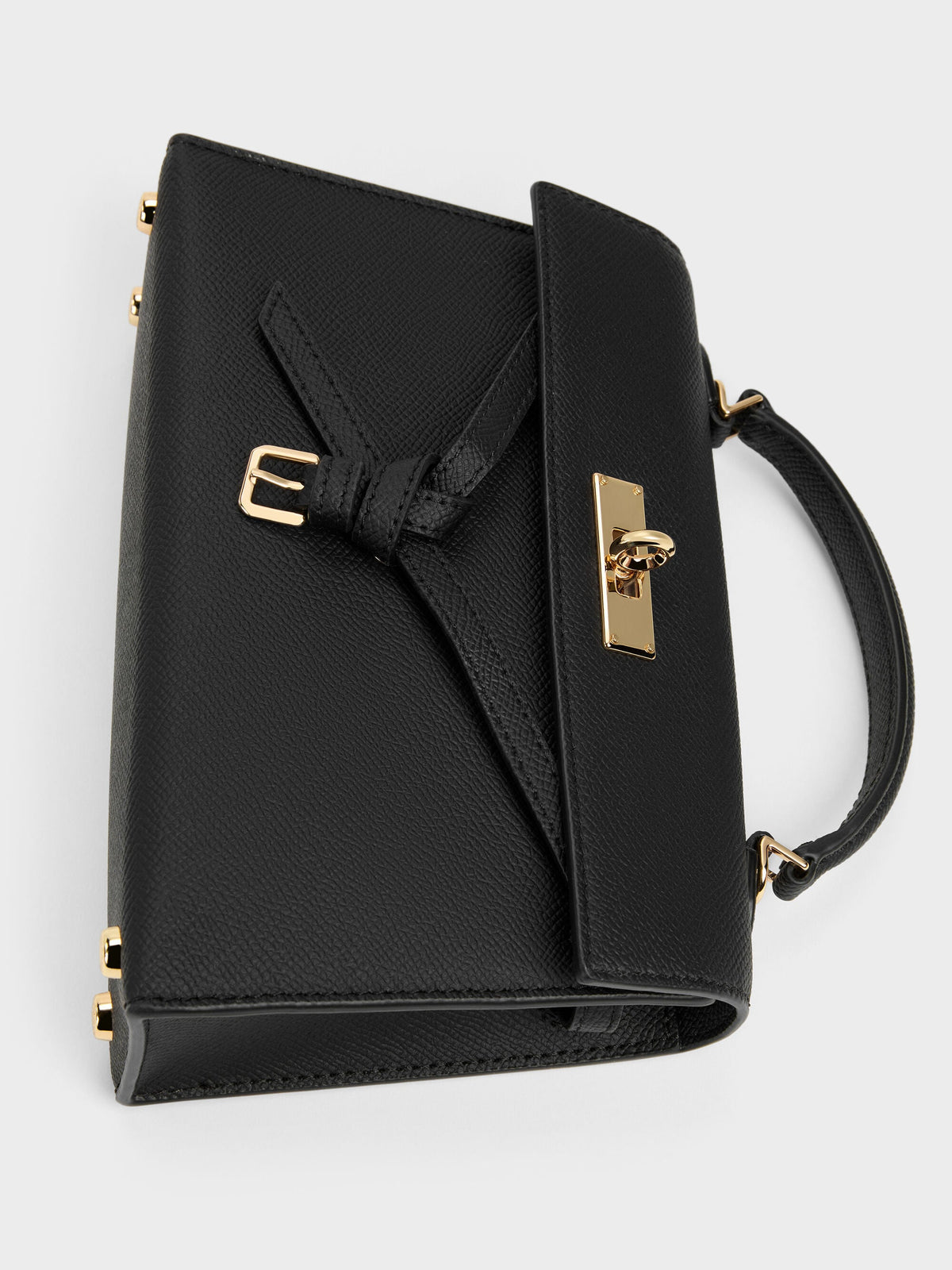 CHARLES & KEITH Trusted / Tricha Knotted-Belt Top Handle Bag - Black