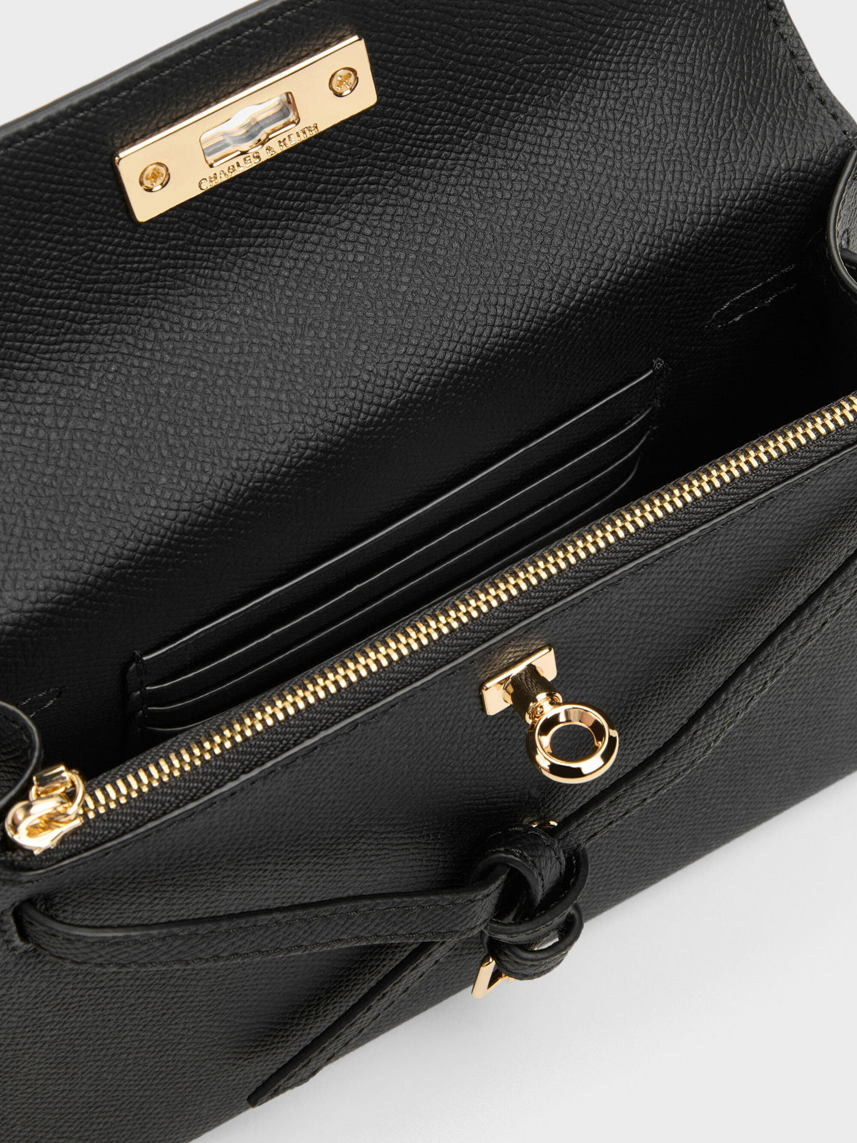 CHARLES & KEITH Trusted / Tricha Knotted-Belt Top Handle Bag - Black