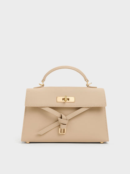 CHARLES & KEITH Trending / Tricha Knotted-Belt Top Handle Bag - Sand Beige