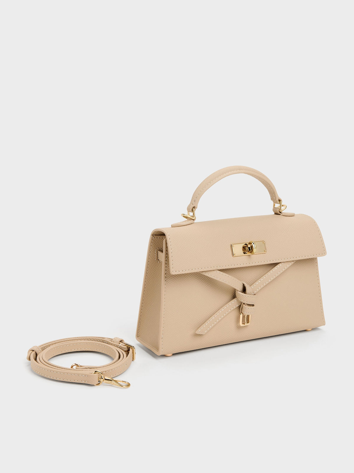 CHARLES & KEITH Trending / Tricha Knotted-Belt Top Handle Bag - Sand Beige