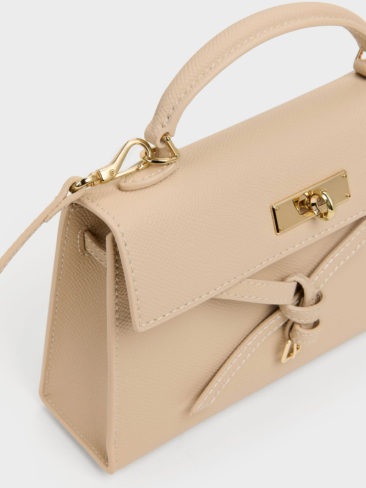 CHARLES & KEITH Trending / Tricha Knotted-Belt Top Handle Bag - Sand Beige