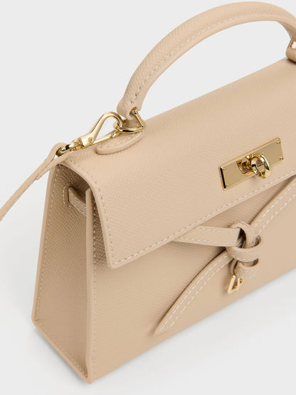 CHARLES & KEITH Trending / Tricha Knotted-Belt Top Handle Bag - Sand Beige