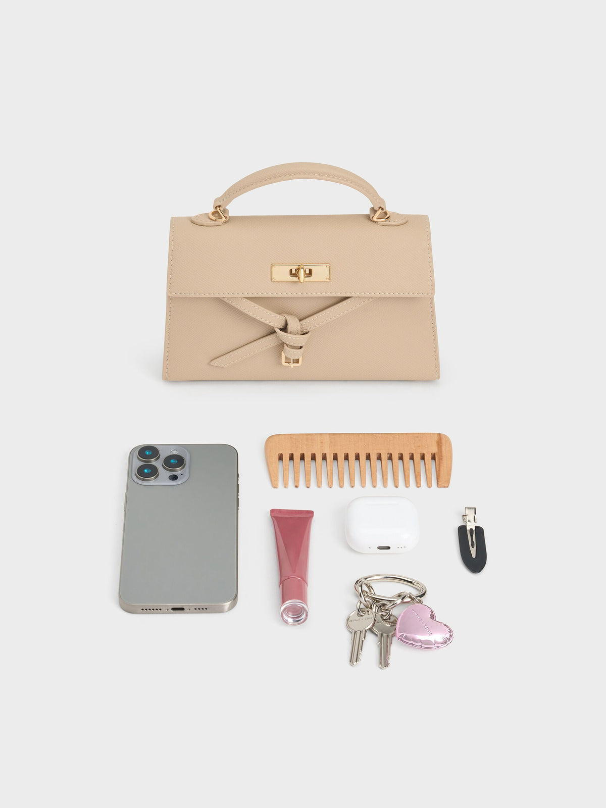 CHARLES & KEITH Trending / Tricha Knotted-Belt Top Handle Bag - Sand Beige