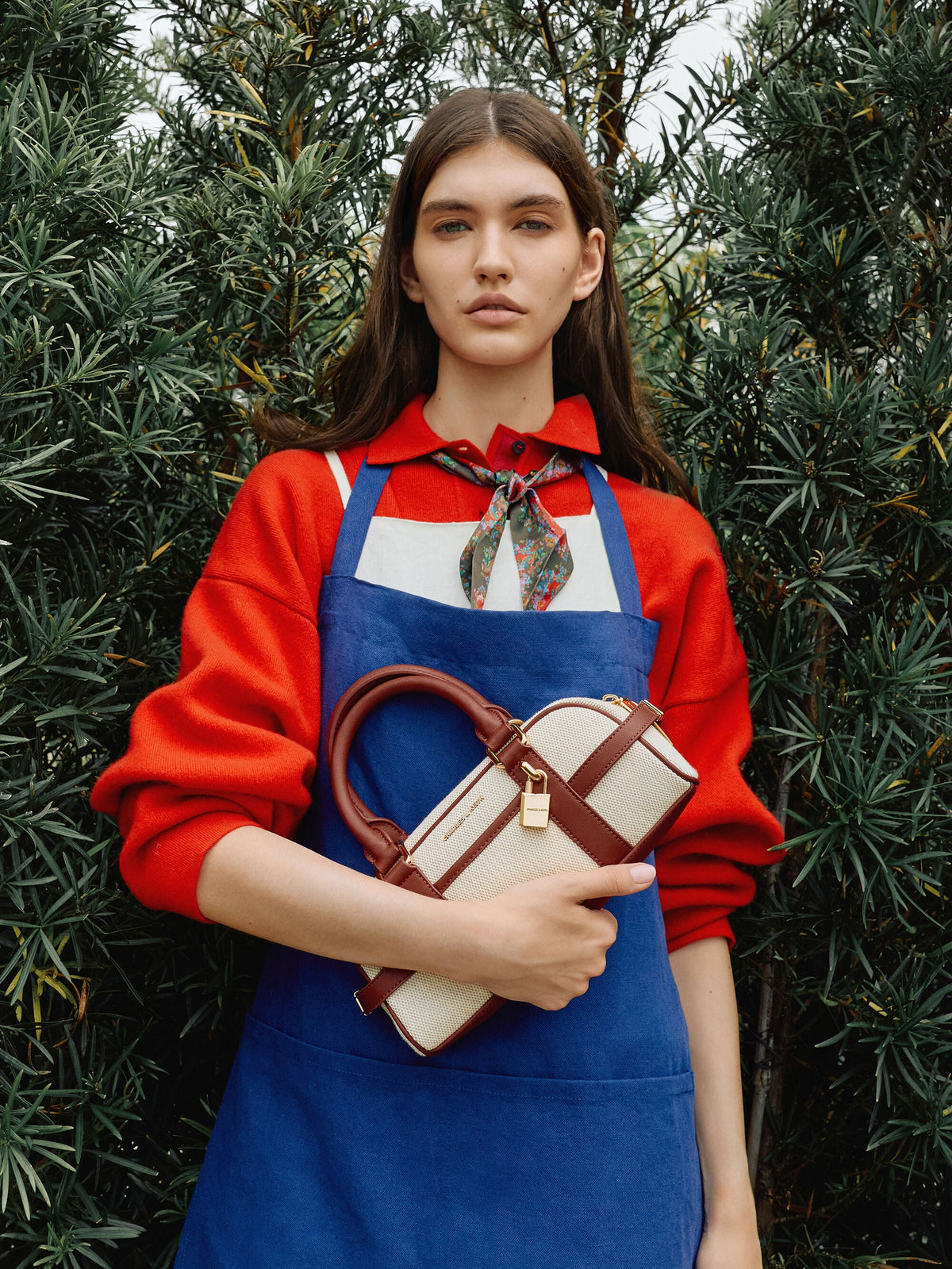 CHARLES & KEITH Customer Favorite / Scottie Canvas Bowling Bag - Brick