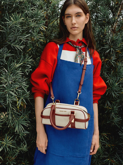 CHARLES & KEITH Customer Favorite / Scottie Canvas Bowling Bag - Brick