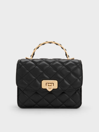 CHARLES & KEITH Essential / Cressida Quilted Top Handle Bag - Black