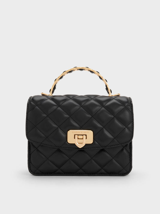 CHARLES & KEITH Essential / Cressida Quilted Top Handle Bag - Black