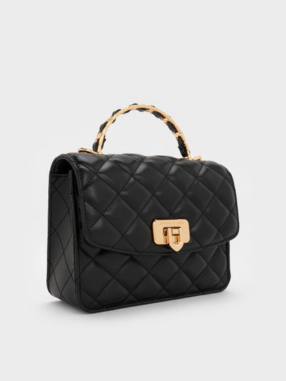 CHARLES & KEITH Essential / Cressida Quilted Top Handle Bag - Black