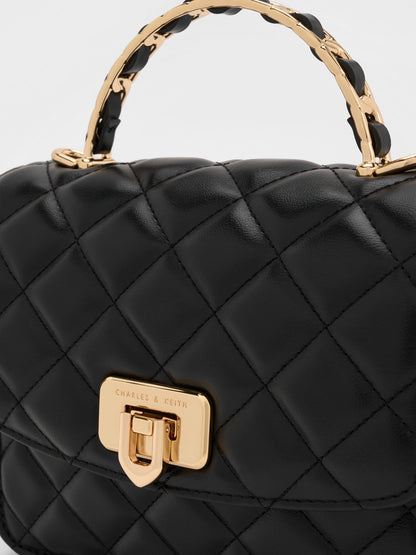 CHARLES & KEITH Essential / Cressida Quilted Top Handle Bag - Black