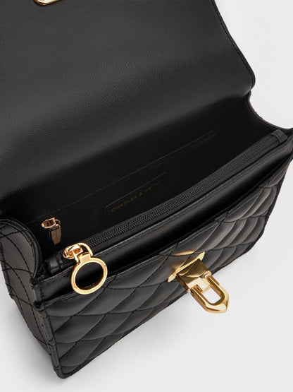 CHARLES & KEITH Essential / Cressida Quilted Top Handle Bag - Black