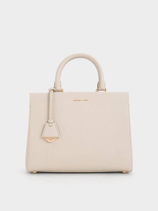 CHARLES & KEITH Everyday / Mirabelle Structured Top Handle bag - Ivory
