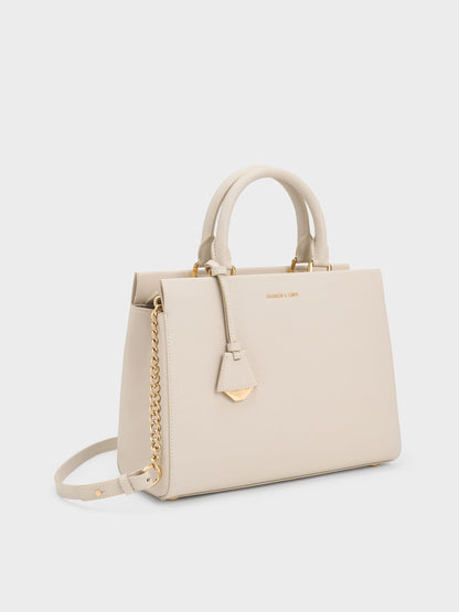 CHARLES & KEITH Everyday / Mirabelle Structured Top Handle bag - Ivory