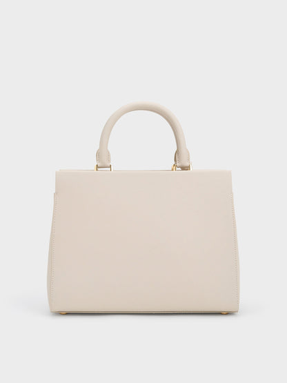 CHARLES & KEITH Everyday / Mirabelle Structured Top Handle bag - Ivory