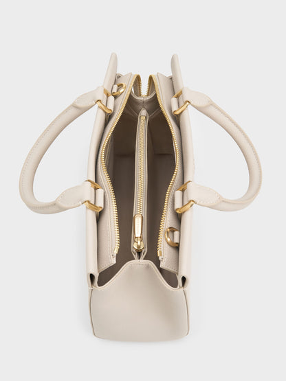 CHARLES & KEITH Everyday / Mirabelle Structured Top Handle bag - Ivory