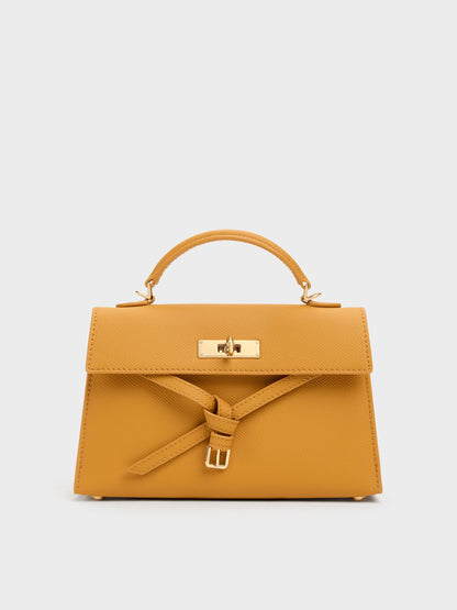 CHARLES & KEITH Best Price / Tricha Knotted-Belt Top Handle Bag - Saffron Yellow