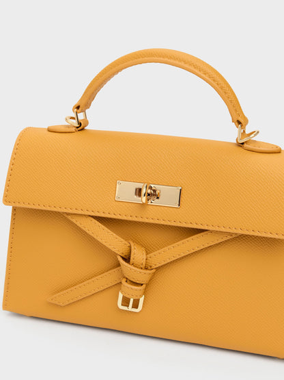 CHARLES & KEITH Best Price / Tricha Knotted-Belt Top Handle Bag - Saffron Yellow