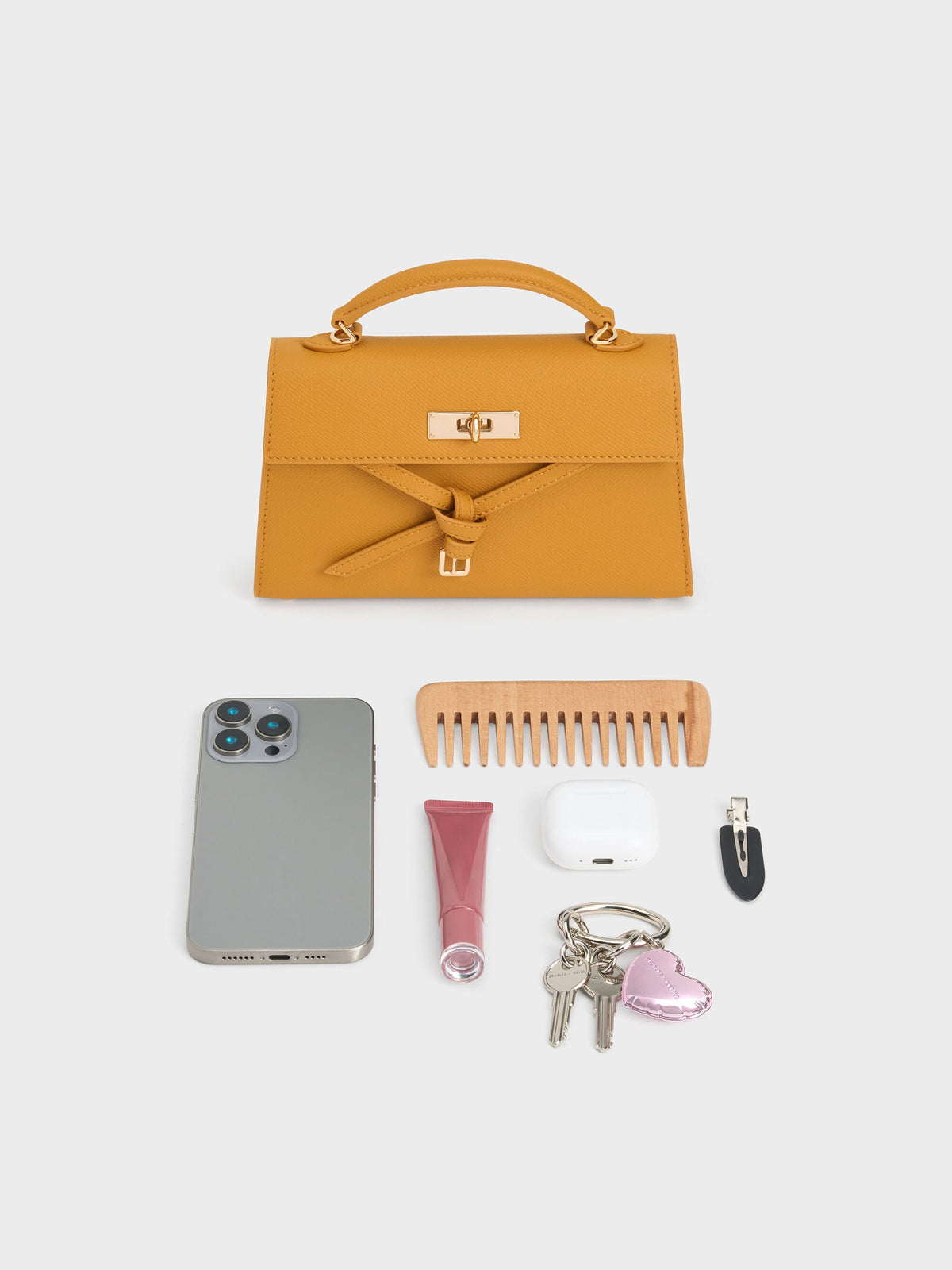 CHARLES & KEITH Best Price / Tricha Knotted-Belt Top Handle Bag - Saffron Yellow