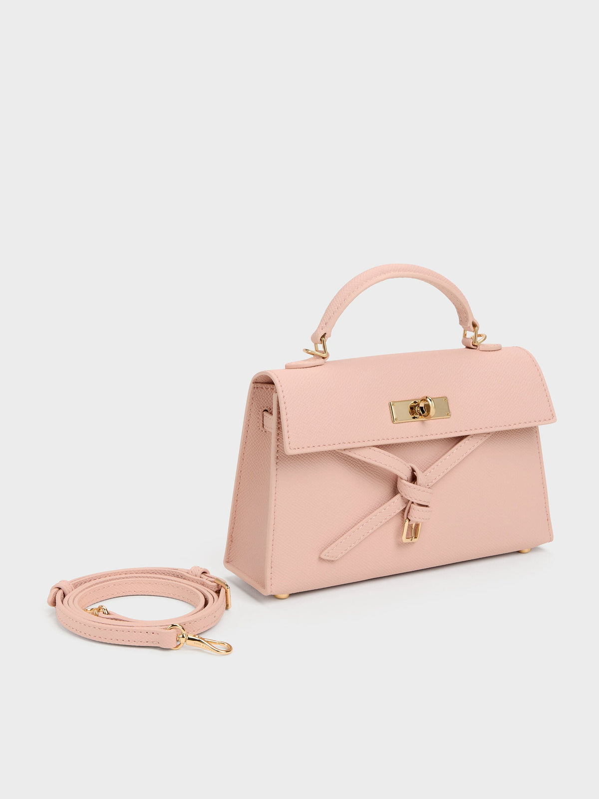 CHARLES & KEITH Deals / Tricha Knotted-Belt Top Handle Bag - Pink