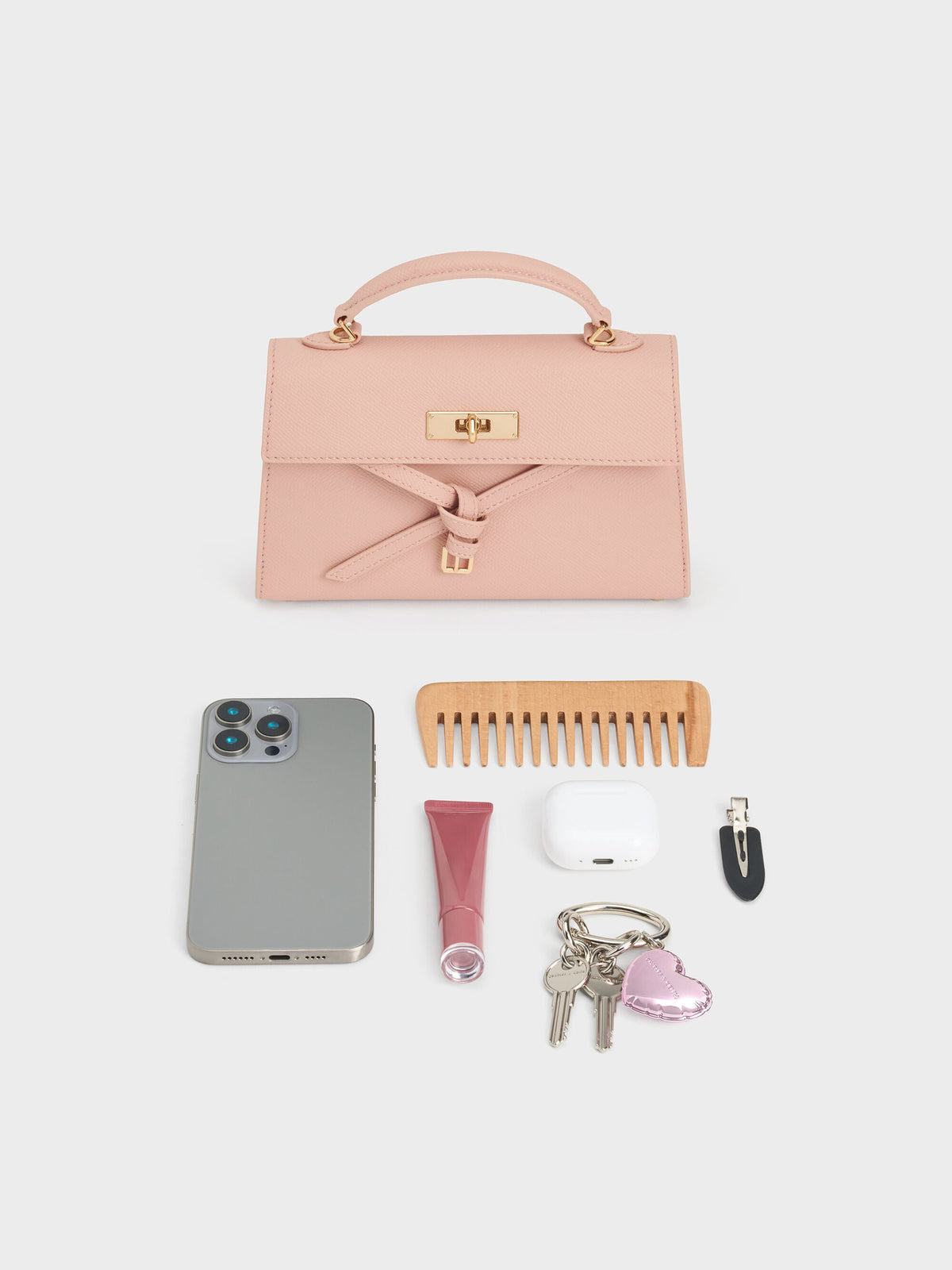 CHARLES & KEITH Deals / Tricha Knotted-Belt Top Handle Bag - Pink