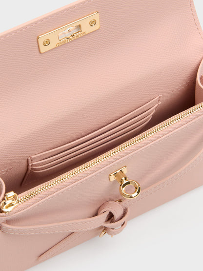 CHARLES & KEITH Deals / Tricha Knotted-Belt Top Handle Bag - Pink