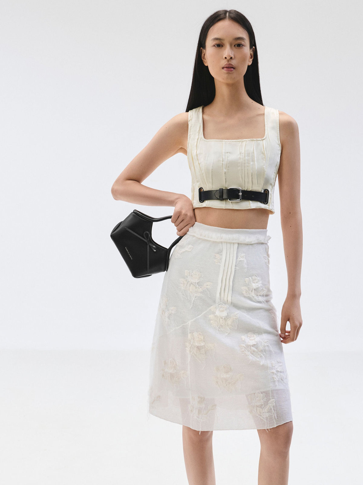 CHARLES & KEITH Featured / Hazel Bow Tubular Top Handle Bag - Noir