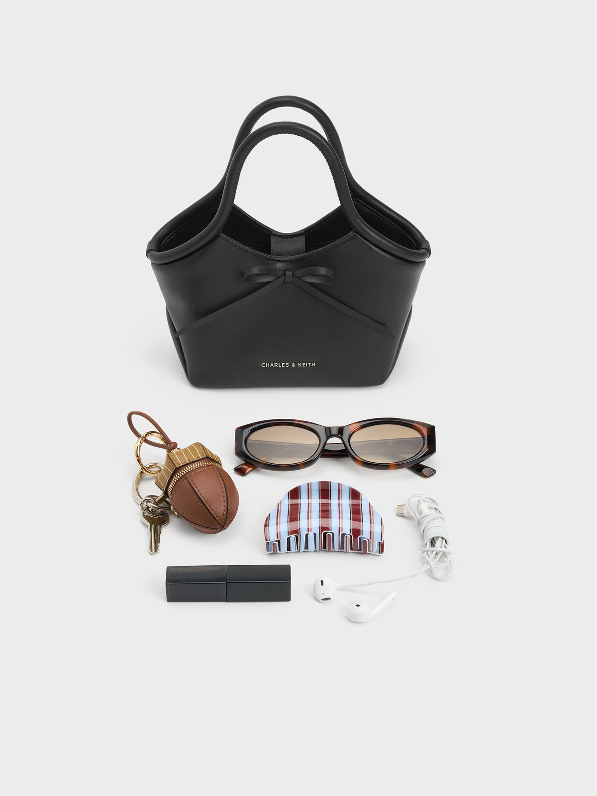 CHARLES & KEITH Featured / Hazel Bow Tubular Top Handle Bag - Noir