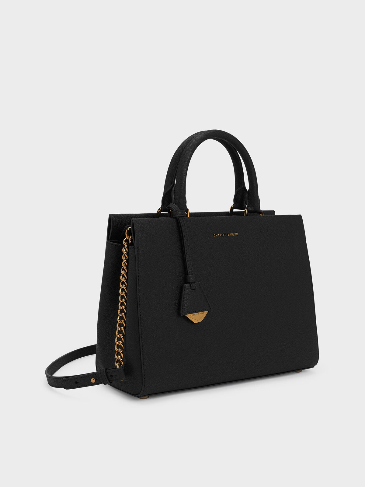 CHARLES & KEITH New / Mirabelle Structured Top Handle bag - Black