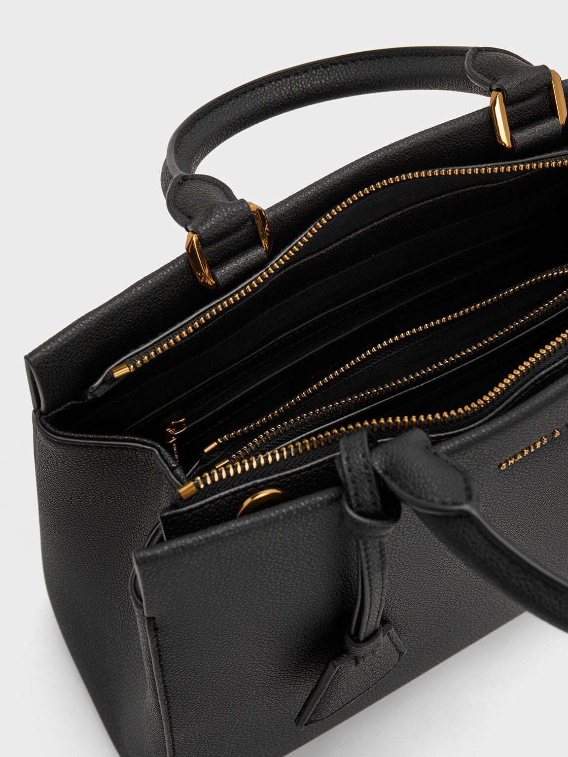 CHARLES & KEITH New / Mirabelle Structured Top Handle bag - Black
