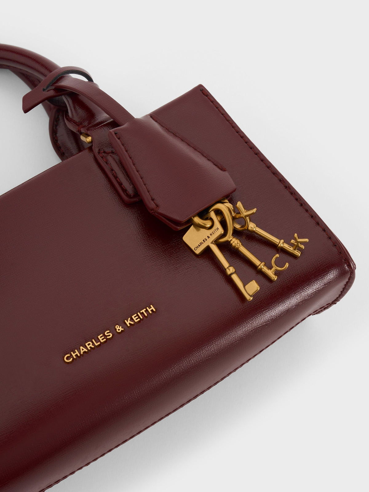 CHARLES & KEITH Popular / Mini Kerry Top Handle Bag - Wineberry Red