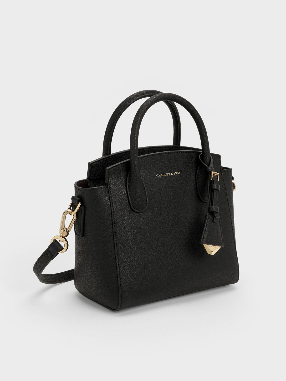 CHARLES & KEITH Customer Favorite / Harper Structured Top Handle Bag - Black