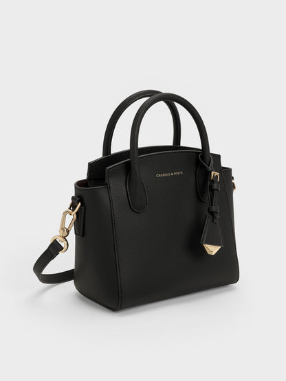 CHARLES & KEITH Customer Favorite / Harper Structured Top Handle Bag - Black