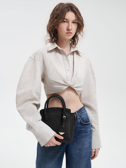 CHARLES & KEITH Customer Favorite / Harper Structured Top Handle Bag - Black