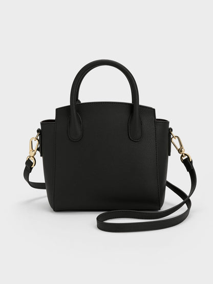 CHARLES & KEITH Customer Favorite / Harper Structured Top Handle Bag - Black