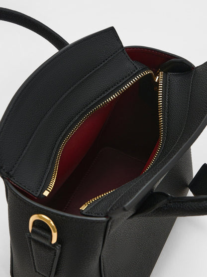 CHARLES & KEITH Customer Favorite / Harper Structured Top Handle Bag - Black