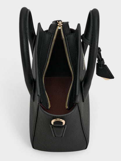 CHARLES & KEITH Customer Favorite / Harper Structured Top Handle Bag - Black