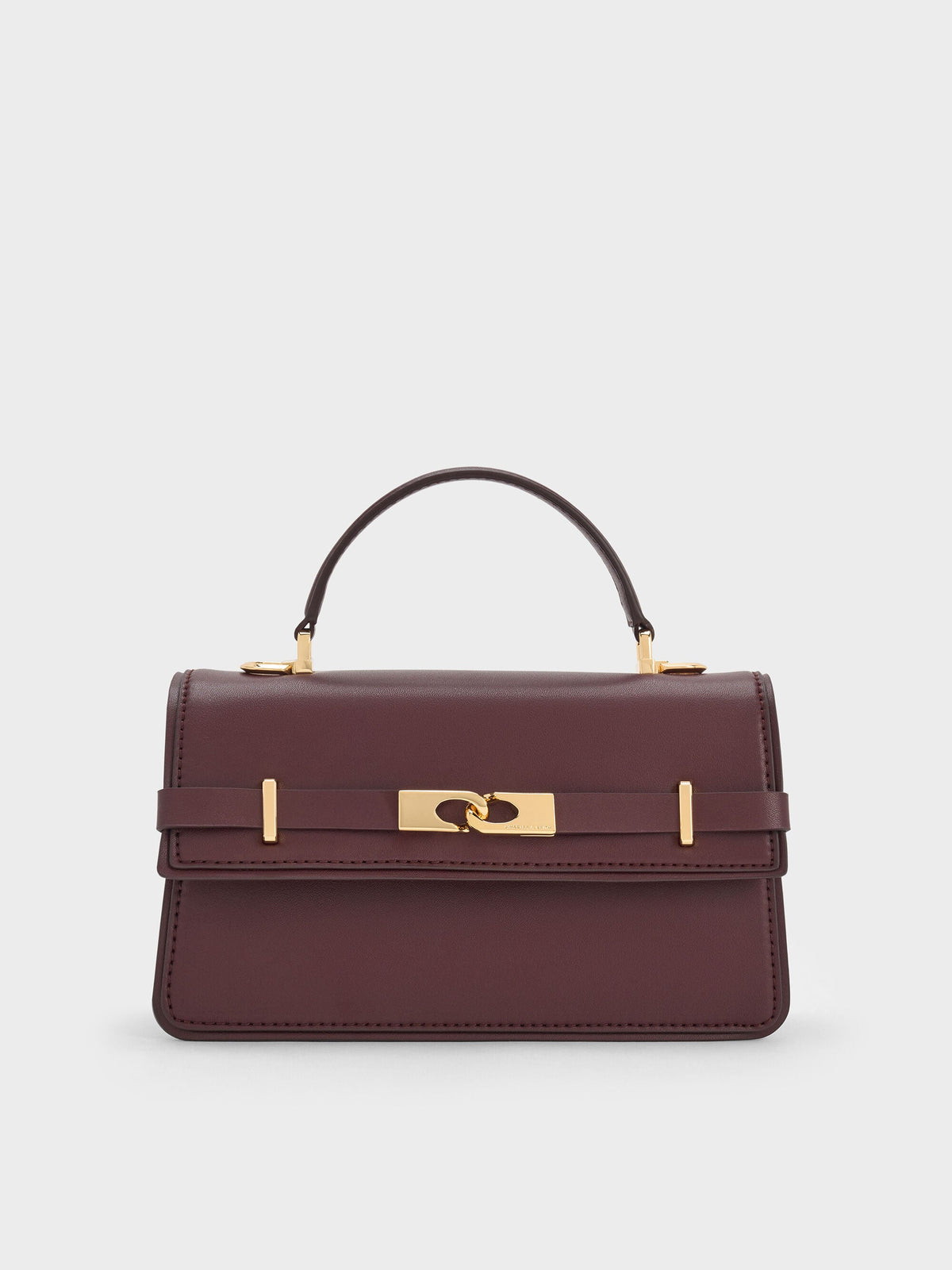 CHARLES & KEITH Trending / Arlet Belted Top Handle Bag - Wineberry Red