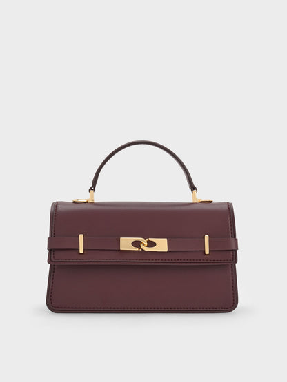 CHARLES & KEITH Trending / Arlet Belted Top Handle Bag - Wineberry Red