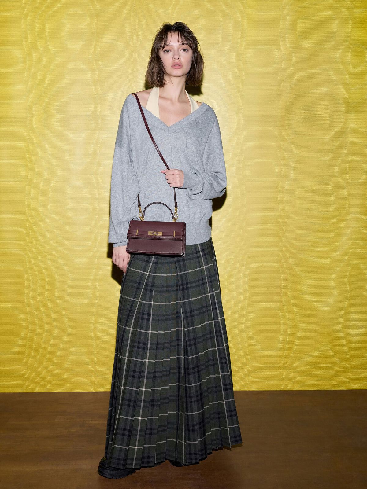 CHARLES & KEITH Trending / Arlet Belted Top Handle Bag - Wineberry Red